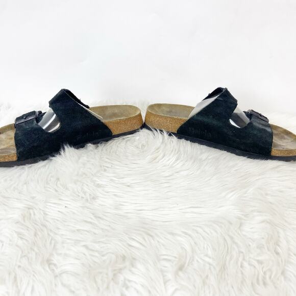 Betula Birkenstock 40 9 US Womens 7 US Mens Black Suede Leather Arizona Sandals - Picture 8 of 12